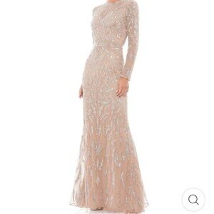 Elegant Silver Embellished Evening Gown